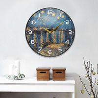 Gwiaździstej nocy nad rodanem Van Gogh zegar-sztuka ścienny zegarek cichy cichy okrągły zegar akrylowy do salonu dekoracja sypialni 5